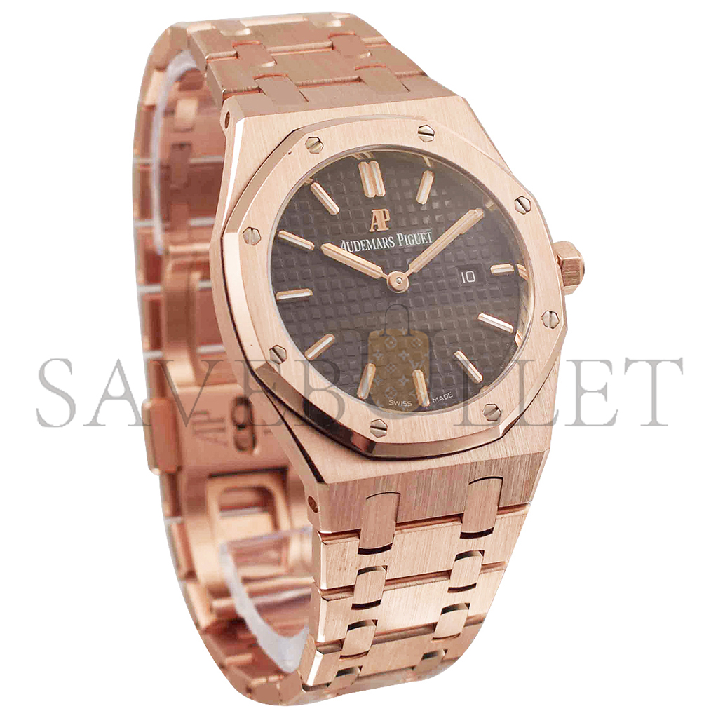 audemars P*g*et royal oak ladies 33mm rose gold bracelet with brown dial watch 67650or.oo.1261or.01